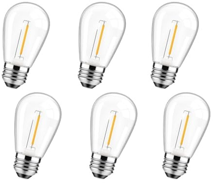 JrEam Ampoules LED incassables Basse Tension DC 12V S14 E27 1W 2W, Lampe à Incandescence 2700K(6 PCAK_2700K Warm White_Yes_1W)