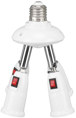 Acouto Base de Lampe E26 E27 Résistante à la Chaleur, Rotation à 360 Degrés, Support de Douille d'ampoule à 4 Voies, Convertisseur d'ampoule LED pour Salles de Conférence, Bureaux, Chambres à