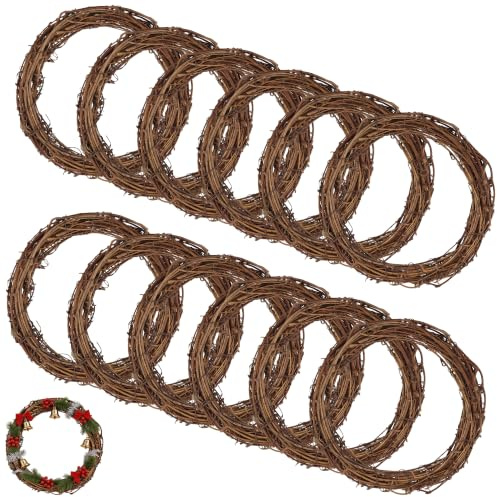 KEILEOHO 12 Pack, 20cm Grapevine Wreath, Vine Branch for DIY Craft, Rattan Garland