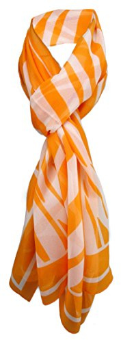 TigerTie Chiffon écharpe en orange blanc rayé - taille 180 x 55 cm - foulard