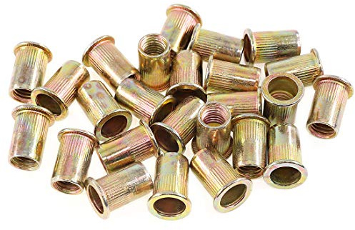 Keadic 100Pcs M10 Rivet Nuts Metric Zinc Plated Carbon Steel Rivet Nut Flat Head Threaded Insert Kit