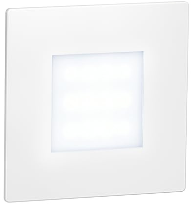 ledscom.de Lámpara LED para escaleras/plafón empotrado FEX para interiores y exteriores, angular, 85 x 85mm, blanco frío