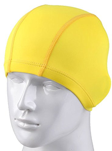 HeiHy Unisex Lycra Cloth Fabric Cuffia da Nuoto Cappello Nuotata Cuffia da Bagno per Donne Uomini Yellow