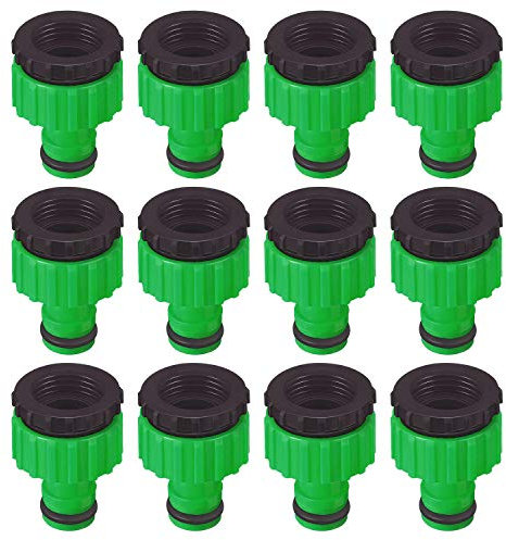 ANDERK 12 Stück Schlauchverbinder Hahnverbinder Anschluss für Wasserhähne mit Gewinde, 1/2 Zoll 3/4 Zoll 2 in 1 Tap Connector Faucet Adapter Garten Hahnverbinder, Grün
