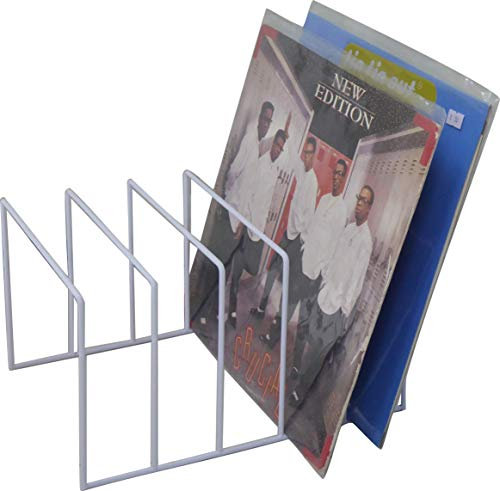 7even Soporte para discos de vinilo de metal blanco – LP & 12 pulgadas vinilo estante para aprox. 50 placas 32 x 25 x 18 cm