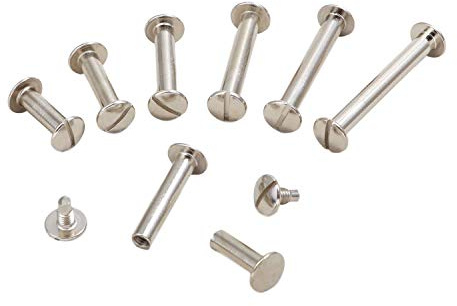 LEO’s - 100 Stück Premium Buchschrauben 20 mm in Silberfarben - Buchbinderschrauben Buchnieten vernickelt - Schraubnieten Chicagoschrauben mit 5 mm Schaftdurchmesser - Buch Nieten zum Schrauben