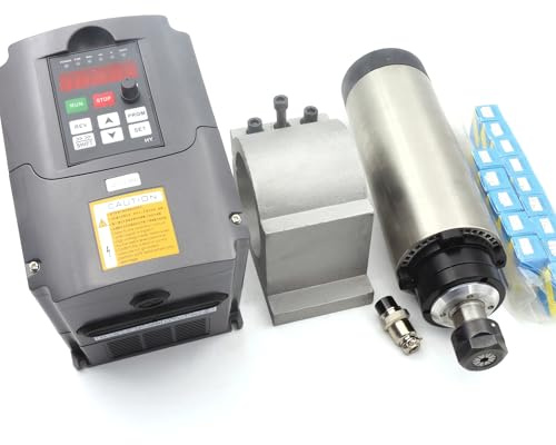 RATTMMOTOR 2.2kW 220V Luftgekühlten Spindelmotor mit 14 Stück ER20 Spannzange und 2.2kW 220V VFD Frequenzumrichter und 80mm Spindelmotor Halterung Clamp für CNC Fräsmaschine