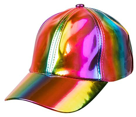 Boland - Basecap Holo, holographique, taille réglable, casquette, chapeau, casquette, rappeur, déguisement, fête foraine, carnaval, Arc-en-ciel