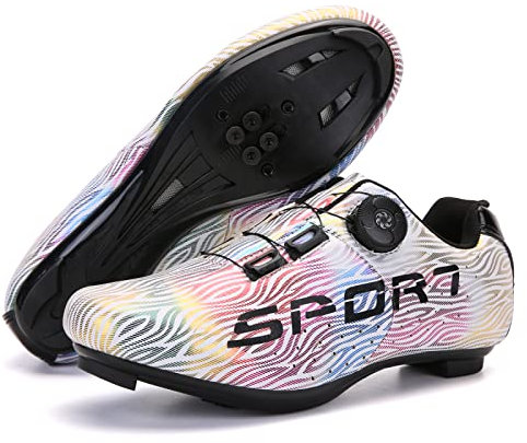 GZQIAWY Herr racercykelskor dam cykelskor dubbar för utomhus mountainbike MTB skor/inomhus spin cykel ridning motionscykel skor, Rosa Straße, 39 EU