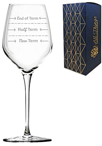 Novedad grabada TRE Sensi Copa de vino regalo para profesor, fin de plazo, medio plazo, nuevo término, 15 onzas