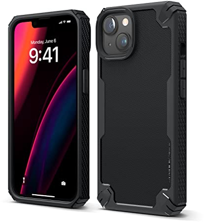 elago Armor Case for iPhone 14 Black | US Military Grade Drop Protection, Heavy-Duty Protective Case, Carbon Fiber Texture, Tough Rugged Design (Black)