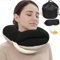 BUYUE Almohada cervical de viaje para aviones, reposacabezas de 360° para vuelos largos, kit con máscara de ojos contorneada 3D, tapones para los oídos y bolsa de almacenamiento (adultos, negro, 45