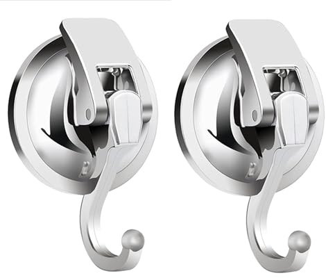 Apkhgtb Heavy Duty Suction Cup Hooks Waterproof Wreath Hanger 2 Pack Silver
