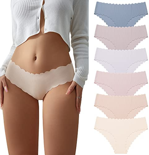 SHARICCA Culottes Femme sans Couture Invisible Extensibles Brésilien Slips Hipster Doux sous-vêtements Anti-Chafing (6 Pack Multicolore 01, M)