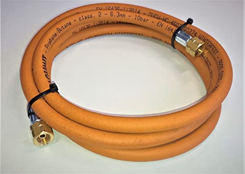 ZaTeChS Propan Butan Gasschlauch 300cm (3m) | 10 bar | Ø6.3mm | 1/4 - 3/8 Zoll LKS Anschluß mit Schnellkupplung | bis -30°C | Propangasschlauch | Gas Hose für Gasgrillgeräte