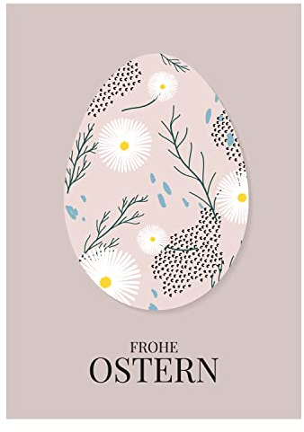 16 Karten: Klassisch elegante Osterkarte mit Blumen Osterei: Frohe Ostern in zarten Farben, Grußkarte zu Oster Klappkarte zum Osterfest