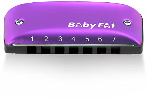 KONGSHNEG BabyFat Mini-Mundharmonika-Set, 7 Löcher, diatonische Mundharmonika mit kostenlosen Schlüsselbändern, Geschenke für Kinder und Anfänger, leicht spielendes Musikinstrument (Bb-Taste)