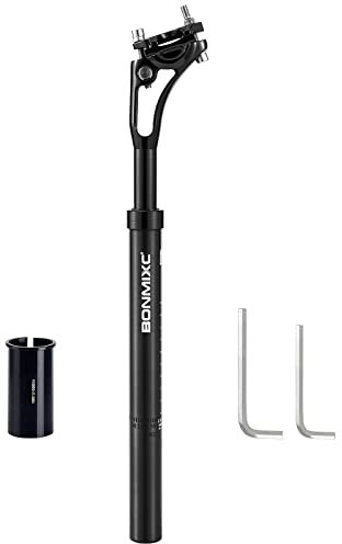 BONMIXC Federsattelstütze, 136 kg, Unterstützung für größere und große Fahrer, 28,6 cm, 400 mm, verstellbare Zwei-Wege-Bolzen-Klemme, reduziert Windwiderstand, rutschfeste Stoßdämpfer, Rückstellung