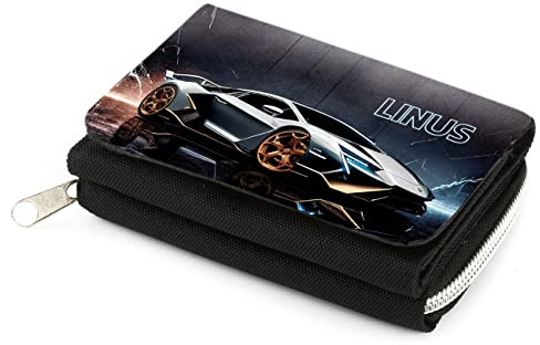 Striefchen® Coole Hypercar Geldbörse für Jungs mit Name & Sportwagen Motiv Kinder Portemonnaie Jungen Geldbeutel personalisiert zum Geburtstag Ostern Weihnachten od. Einschulung