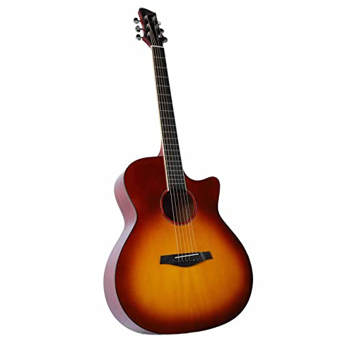 41-Zoll-Folk-Gitarre, Akustikgitarre für Anfänger, Starke Durchschlagskraft, Fichte und Mahagoni für Musikliebhaber Zum Spielen (Sonnenuntergangsfarbe)