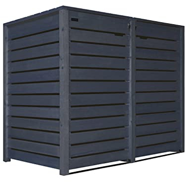 Mülltonnenbox 2 Tonnen 120L für KLEINE Tonnen Mülltonnenverkleidung HH imprägniert in anthrazit Mülltonnecontainer Mülltonnenabdeckung Holz mit Rückwand