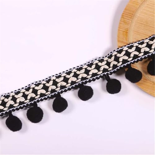 2,8 cm x 4 Yards Pomponborte Bommelborte Pomponband Fransenborte (01) | Pompom Fransenbesatz Bommelband Pompon Borte Borte Bommel Bommelgirlande Dekoband Zierband für Nähen DIY Kleidung