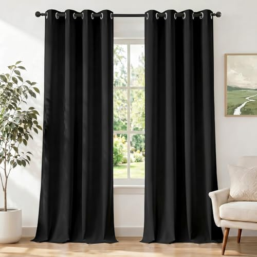 Ystyle Rideau Occultant Lot De 2, 140x300cm, Noir