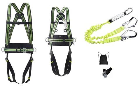 SET Auffanggurt inkl. Flex Y- Falldämpfer 1,8m EN353, Profi Klettergurt EN361, Gerüst, Dach, Bühne