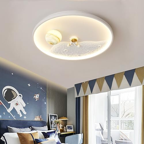 Lampara techo infantil Led Lámpara de Astronauta Galaxia 46W Lámpara de Techo Para Habitación Infantil, Estrellas Iluminación de techo Ø50cm (Modelo B)