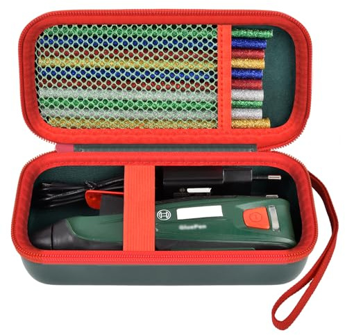casmilee Hartschalen-Tasche für Bosch GluePen Heißklebepistole | Elastikband, Netzfach für 10+ Klebesticks und USB-Lader, stoßfest, für Basteln und Reisen, nur Tasche