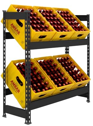 Simon Rack Scaffale per casse di bevande, Ripiano per 6 cassette, 1000x1000x300 mm, Ripiano per casse di bevande in metallo, Anthracite - Simonbottle