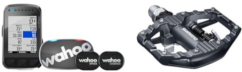 Wahoo Fitness ELEMNT Bolt GPS Fahrradcomputer Set Schwarz & Shimano Unisex – Erwachsene EPDEH500 Fahrradpedale, Schwarz, Einheitsgröße