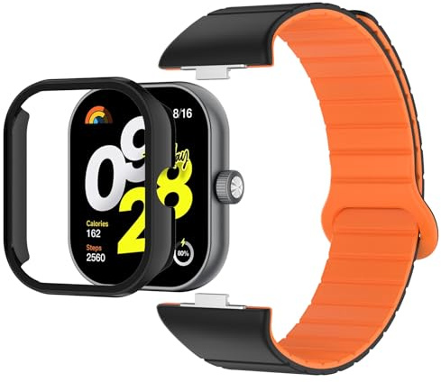 Bigqin Correa Compatible con Xiaomi Redmi Watch 5 4, Imán Pulsera de Reemplazo Reloj Banda Silicona con Pantalla Protector Funda Compatible con Redmi Watch 5 4, 6.1-7.48