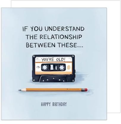 Edition Seidel Premium quadratische Geburtstagskarte mit Umschlag. Glückwunschkarte Happy Birthday Billet Karte mit Spruch für Mann Frau Kasette lustig Humor (GQ344 SW024)