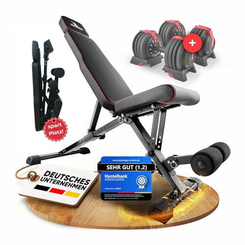 SPORTSCHMIEDE Hantelbank Klappbar Verstellbar, Multifunktions Trainingsbank Schrägbank, Sportgerät für zu Hause, Bench, Fitnessbank - Bankdrücken Krafttraining Muskeltraining Kraftsport (Schwarz)