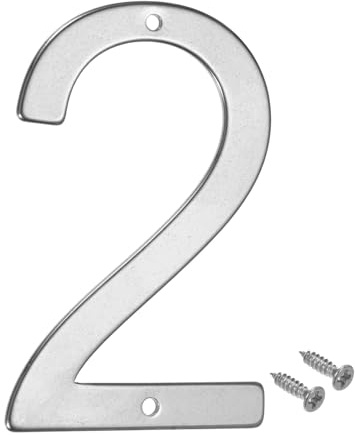 M METERXITY 1-Pack House Number, 4 Inch 304 Stainless Steel Mailbox Number Door Number Signage for Garden/Hotel/Mailbox/Address/Sign, House Number for Outside [Number 2, Silver]