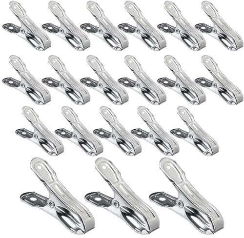 Stainless Steel Garden Clips, 20 PCS Greenhouse Film Clamps Strong Grip Clips for Holding Plant Cover Netting Clothes Towel (9cm)