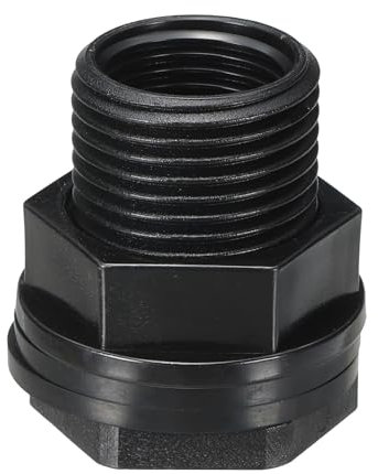 PATIKIL Raccordo A Parete in Polipropilene 3/4, Connettore per Serbatoio Acqua con Guarnizione in Silicone per Tubo da Giardino per Secchi Pioggia, Lavandini, Acquari, Nero