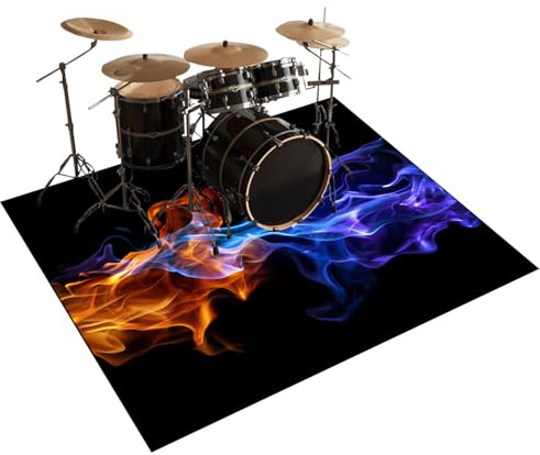 Qesjodfu Schlagzeugteppich 120 x 100 cm Drum-Teppich Schallschutz Teppich Schallschutzmatte rutschfeste Trommelmatte für Drum Schlagzeug Elektronisch Snare Teppich Snare Drum Rug Schalldicht Teppiche