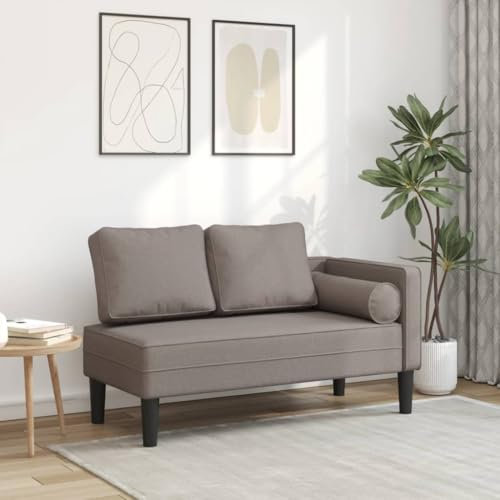 LAPOOH Chaiselongue mit Kissen Taupe Stoff, Relaxliege Wohnzimmer, Relaxsessel, Lesesessel, Ruhesessel, Bettsofa - 4007583