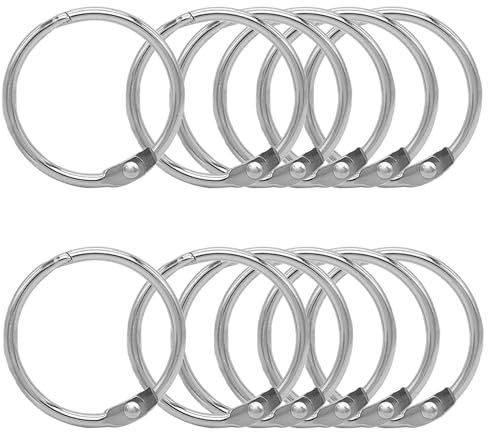 12pcs Binder Rings Metal Book Rings 50mm/1.96 inch Loose Leaf Binder Rings Paper Rings for Flash Cards, Keychain, School, Office, Home