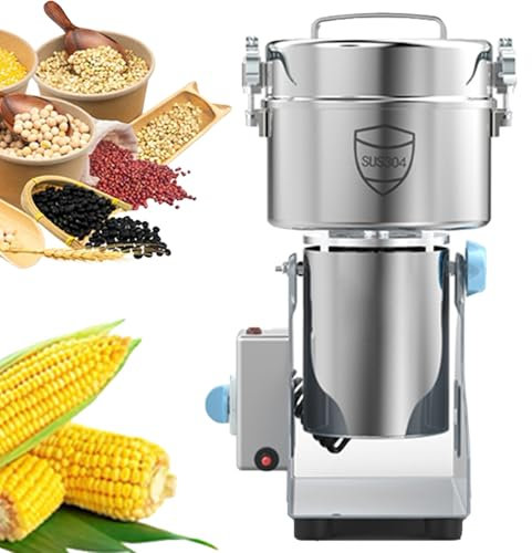 Grain Mill Grinder Electric Commercial Spice Grinder Stainless Steel Pulverizer Dry Grinder Grinding Machine can Quickly Smash All Kinds of dehydrated Food, Rice, Corn,4500g（430）