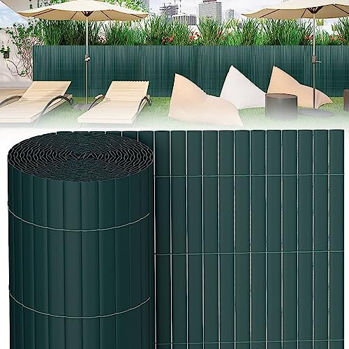 Peviasot PVC Sichtschutzmatte 2X 140x300cm, Winddicht, Balkon Windschutz, dreifach verstärktes Design für Garten Balkon Terrassen, schimmelbeständiger Sichtschutzzaun, mit Spannbändern, grün
