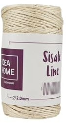 IDEA HOME Corda in Sisal Naturale, corda di Iuta per la Casa, il giardino, il Fai da Te, Accessori per Gatti, Marrone, 2mm 55m 0,1 kg