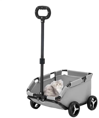 Haustierbuggy für kleine Hunde | Leichter faltbarer Hundewagen | Rollständer mit 4 Rädern, Eingang ohne Reißverschluss, perfekt zum Joggen und Wandern,