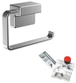 emco cue Toilettenpapierhalter Bundle bestehend aus Toilettenpapierhalter ohne Deckel und Klebe-Set, 010-8703