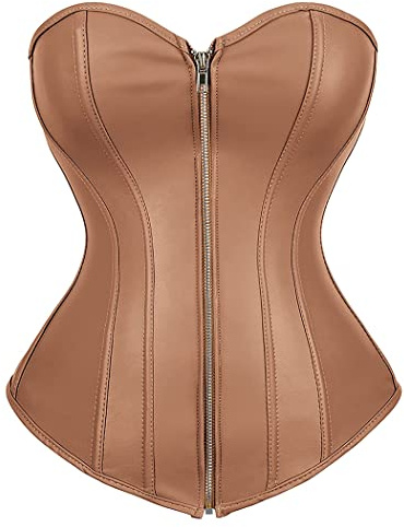 WLFFW Corsé Cuero Corset Mujer Bustiers Gotico (EUR(34-36) M,Marrón)