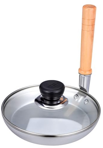 Gatuida Oyakodon Design Compact Confortable Manche en Bois Poêle à Œufs Japonaise Acier Inoxydable Cuisine Japonaise à Domicile