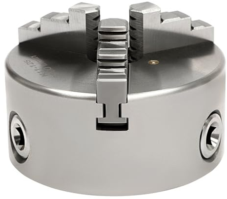 soudesileim 3-Backen Spannfutter, Präzisions Selbstzentrierende 0.07mm, Passt Sowohl Außen und Innenbacken, Silber Drechselfutter, Backenfutte für Drehmaschine, Drechselbank (100mm)
