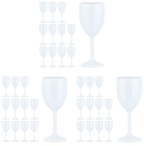 Relaxdays Verres à vin en plastique, lot de 36, incassable, sans BPA, coupes soirées camping, matière synthétique, blanc
